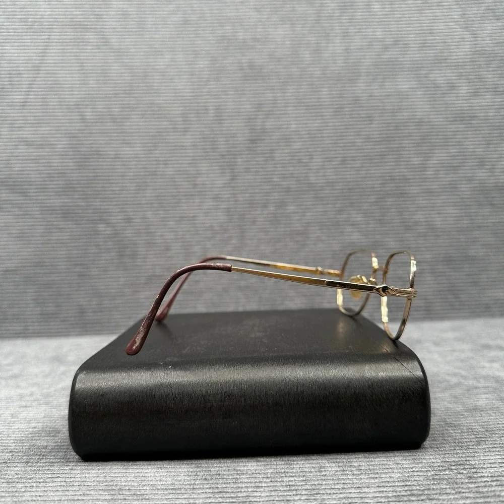 18KGP Red Enamel Geometric Aviator Y2k Eyeglass Frames Clarte 803 52-14-135